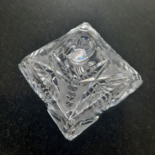 Crystal square fondue pot with lid like new