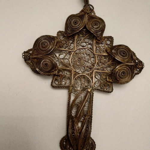 Vintage Tin Filigree Cross from Ioannina made to order