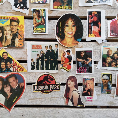 Vintage stickers of actors and singers used, pack of 43