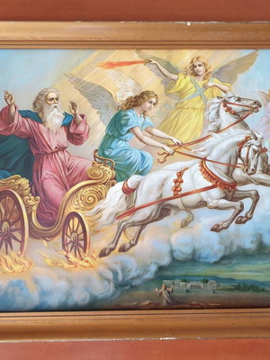 Λιθογραφία Προφήτη Ηλία στο άρμα μεταχειρισμένη, παλιά και σπάνια