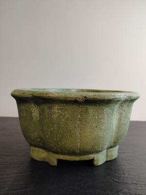 Pot bonsai 18cm handmade flower-shaped, eco mineral materials
