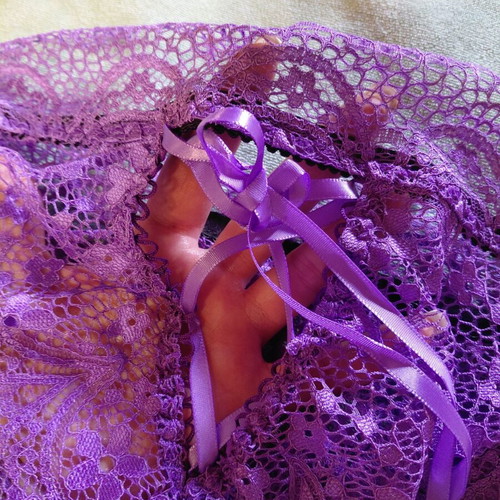 Modern Ocean Purple Lace Lingerie New with Ribbon and Tag L/XL