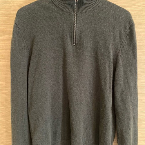 Marks and Spencer wool half zip sweater used, green, size M
