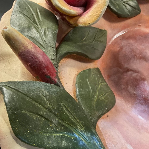 Handmade ceramic platter 33 cm, like new, hand-painted roses