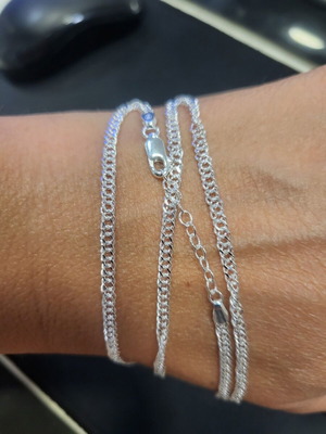 Silver 925 Chain New 122A (doppia byzantine) 43cm with 3cm