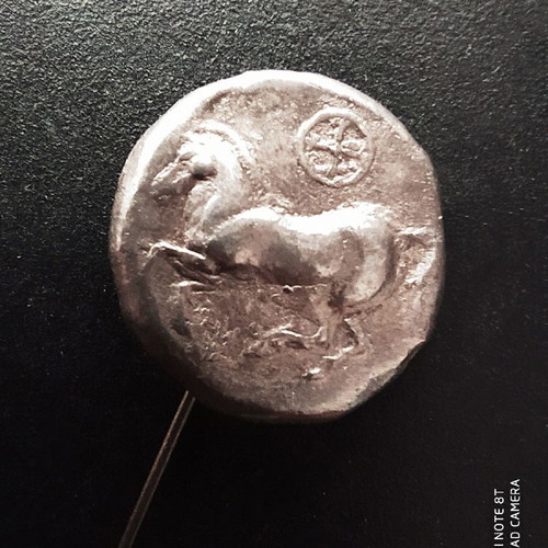 Silver pin replica of ancient coin new