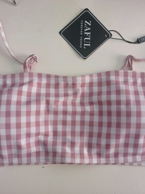 Zaful bikini top new pink checkered with adjustable straps