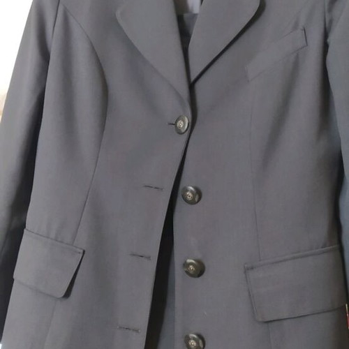 Gray suit like new with long skirt and side slit