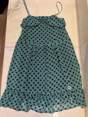 Fornarina dress green with black polka dots, size Small, like new