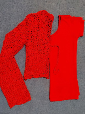 Bolero and top set like new, red, sizes S and M