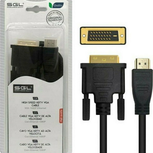 SGL Cable DVI-D male - HDMI male 1.5m καινούργιο, μαύρο