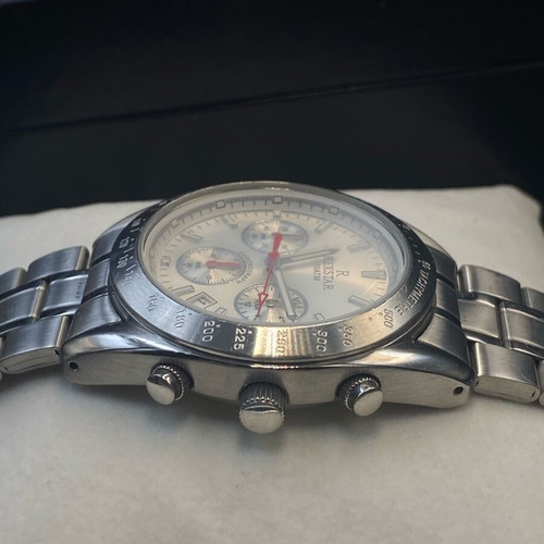 Rexstar chronograph watch 41mm like new, silver and red