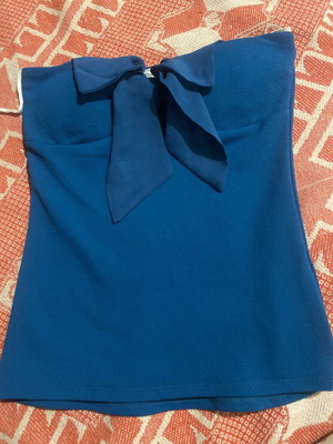 Strapless blouse, blue, size M