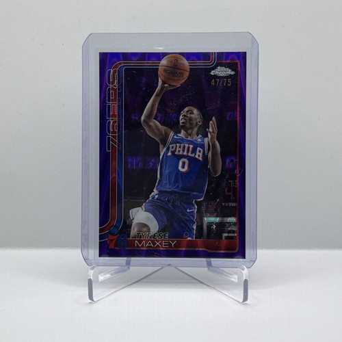 25-26 Topps Chrome Basketball Tyrese Maxey Refractors Purple Wave card like new