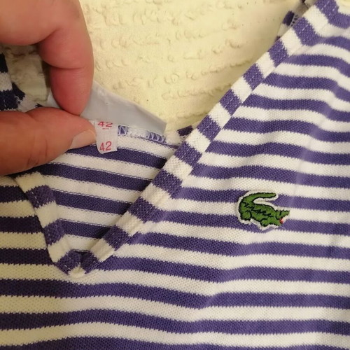 Vintage Lacoste Chemise Bodysuit 80s Small, like new, white and purple