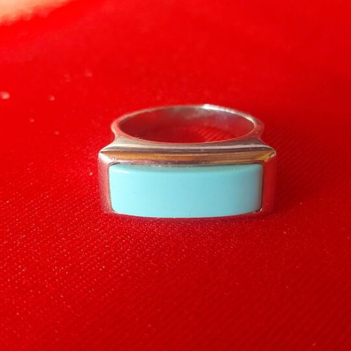 Silver ring 925 with genuine large turquoise like new