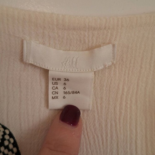 H&M blouse airy cream with embroidered details like new, size 36