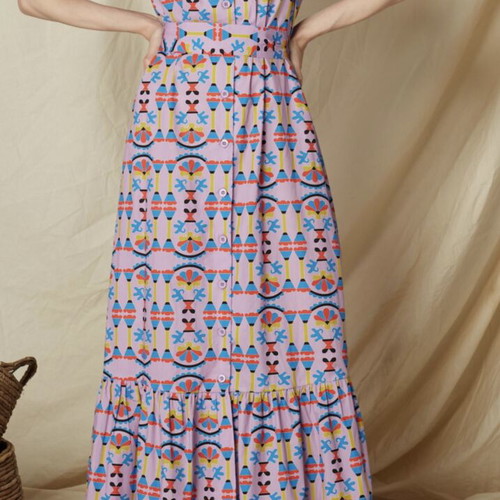 Acherounes Maxi Dress like new, multicolor column mauve print