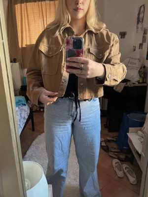 Καφέ Cropped Denim Jacket (M)