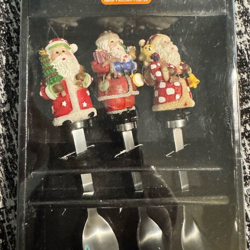 Set of 3 Christmas Spoons New with Santa Claus Figures
