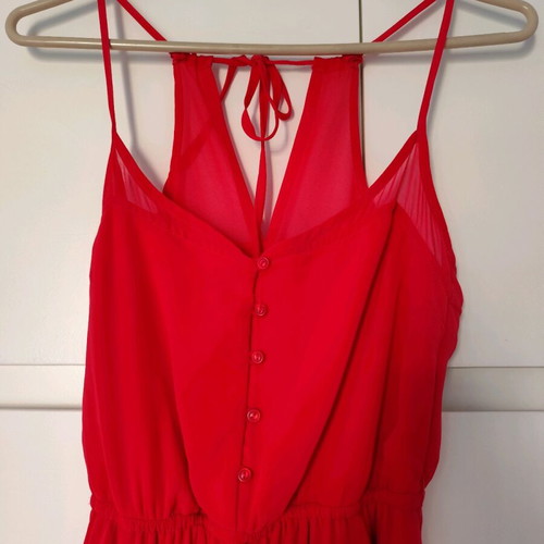 Short fuchsia dress Bershka size XS with buttons and back tie like new
