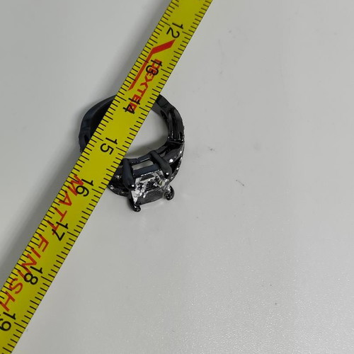 Black ring with large emerald cut crystal, like new