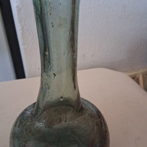 Green carafe made of natural glass vintage, like new