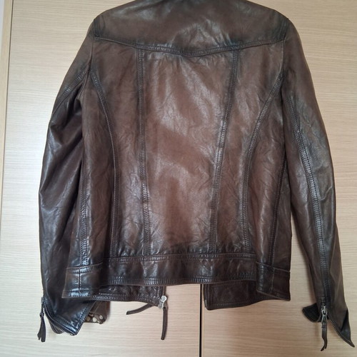 Theory leather jacket brown-olive color with broken zipper
