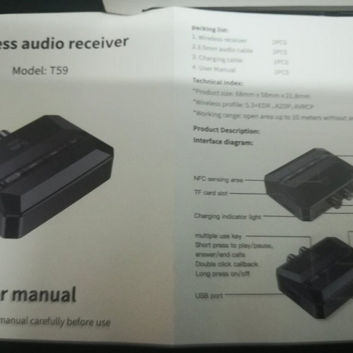Wireless audio transmitter like new for listening from phone, tablet, TV