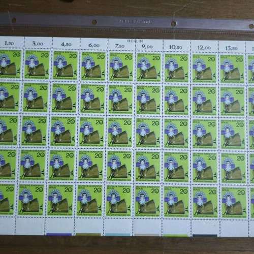 Full sheet of 50 Germany 1980 stamps Volksfürsorgemarke like new