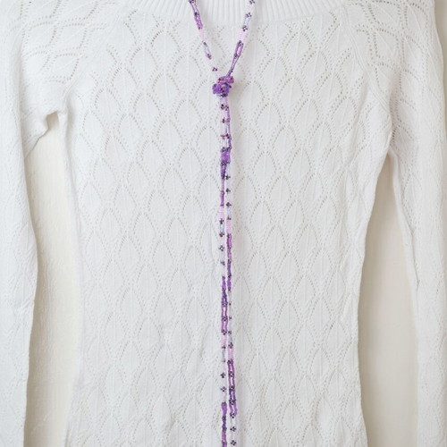 Delica Beaded Necklace made to order, soft pink-purple