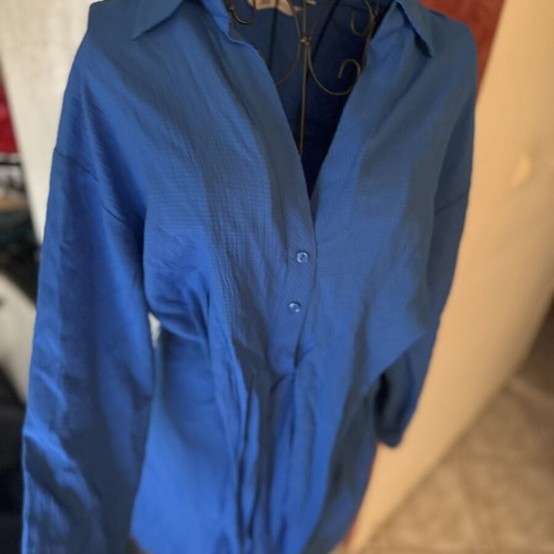 Zara μπλε πουκάμισο με ζώνη, μέγεθος Medium
