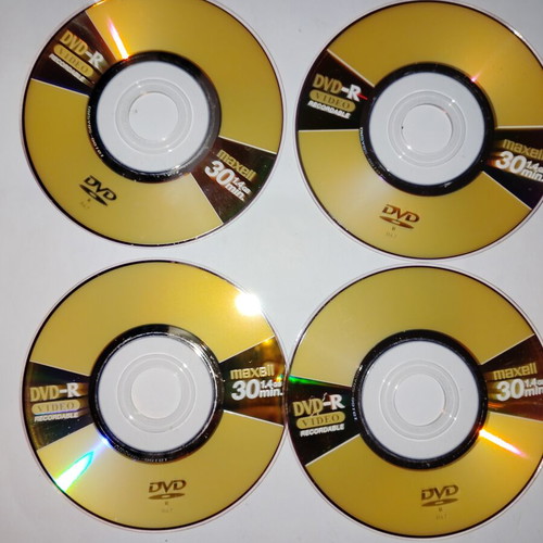 Maxell Mini DVD-R 30min 1.4GB used, pack of 4 blank discs
