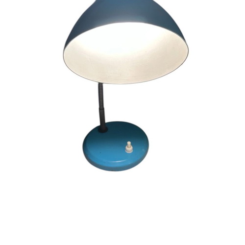 Vintage desk lamp 1960s used, turquoise with adjustable neck