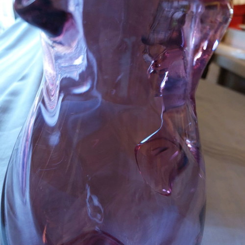 Granbury crystal pitcher used, 23×15 cm, deep pinkish color