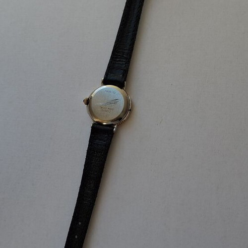 Favre Leuba Quartz watch used, black and gold, leather strap