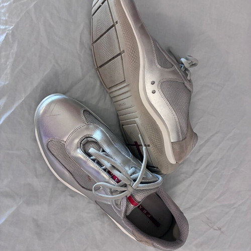 Prada Leather Sneakers Silver Men EU 44-45
