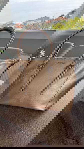 Coccinelle Saffiano Top Handle Bag Metallic Gold