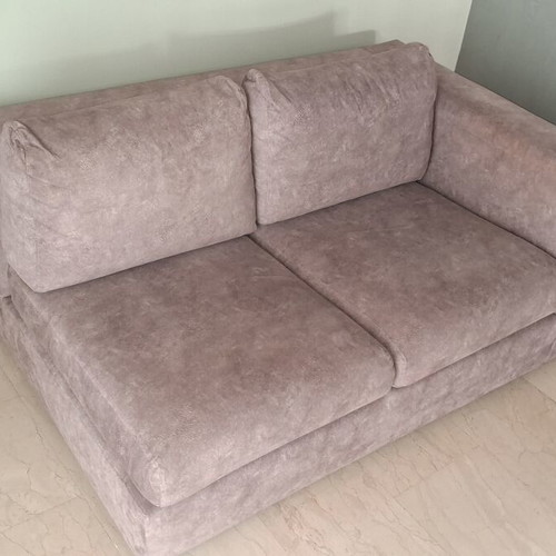 Two-seater corner fabric sofa, grey