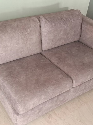 Two-seater corner fabric sofa, grey