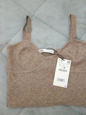 Zara women's knitted blouse new, beige, size L