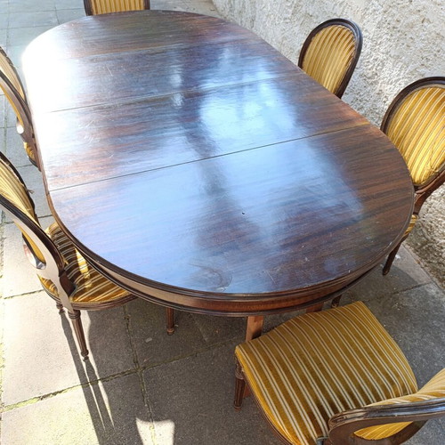 Vintage Walnut Extendable Dining Set 1970 With 6 Chairs Used