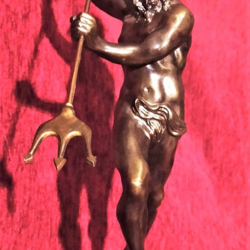 Antique Poseidon with Trident bronze like new