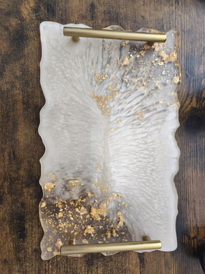 Serving tray handmade, used, liquid glass