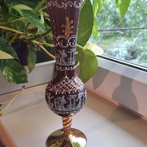 Murano Italy antique vase with gold ornaments, new