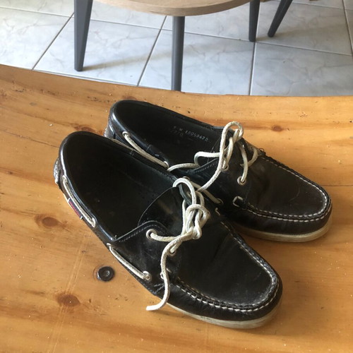 Sebago Docksteps boat shoes used, black and white, size 41