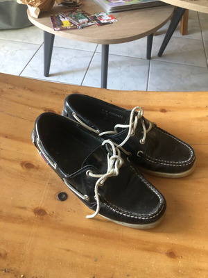 Sebago Docksteps boat shoes used, black and white, size 41