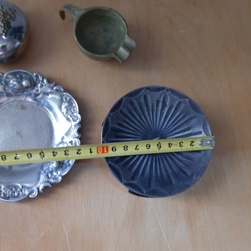 Vintage metalware set used, bronze and silver plated