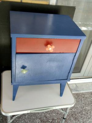 Wooden nightstand used, painted with chalk spray