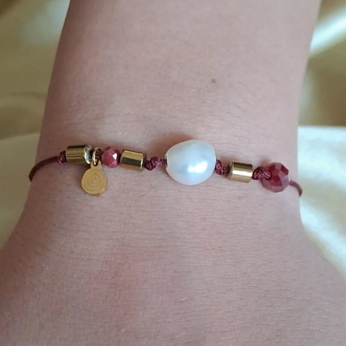 Handmade bracelet with pearl and hematite new
